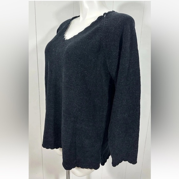 NWT Outside Additions by Stan Herman Sz 1X Black Sweater Neck/Sleeve/Hem Decor - Picture 4 of 9